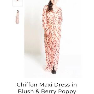 Symbology Chiffon Maxi Dress in Blush & Berry Poppy Flower